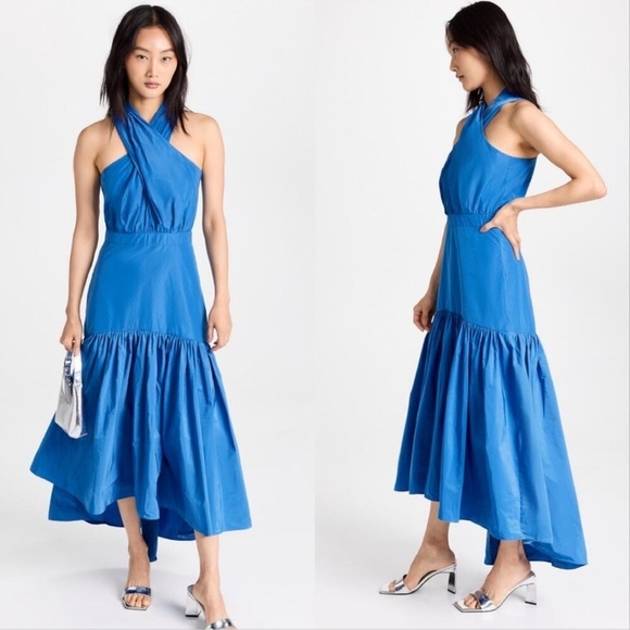 Veronica Beard Dresses & Skirts - NWOT Veronica Beard Radley Halter Neck High/Low Blue Dress sz 0